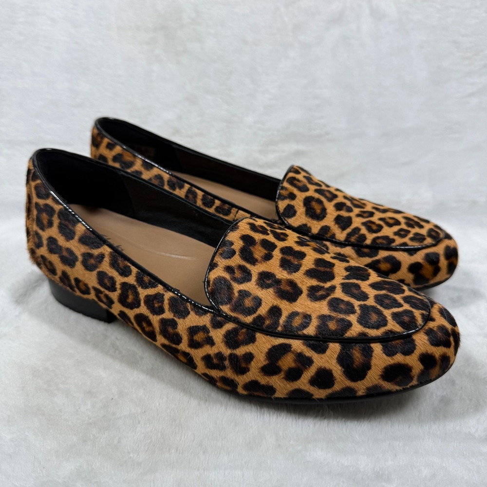 Clarks Unstructured Women Leopard Print Calf Hair Loafers Brown Black 8